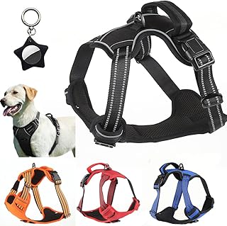 No Pull Dog Harness Reflective, Comfortable Puppy Vest Harness with Handle and 2 Leash Attachments Adjustable Soft Padded for Pet Cat Black Small