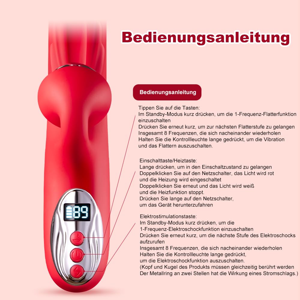 Elektrischer Schock G-Punkt Vibrator mit 8 Frequency Electrical Stimulation und Klopfen Funktion Vibratoren Analvibrator Prostata Stimulator Erwärmung für Frauen Klitoris Stimulator Dildo