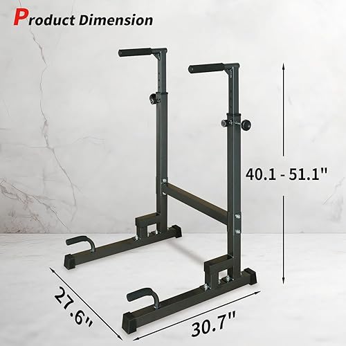 Miniatura 7 de Adjustable Height Dip Bar Station, Heavy Duty Dip Station Push Up Bar for Home Gym,Multi-function Dip Station Pull Up Bar Full Body Strength
