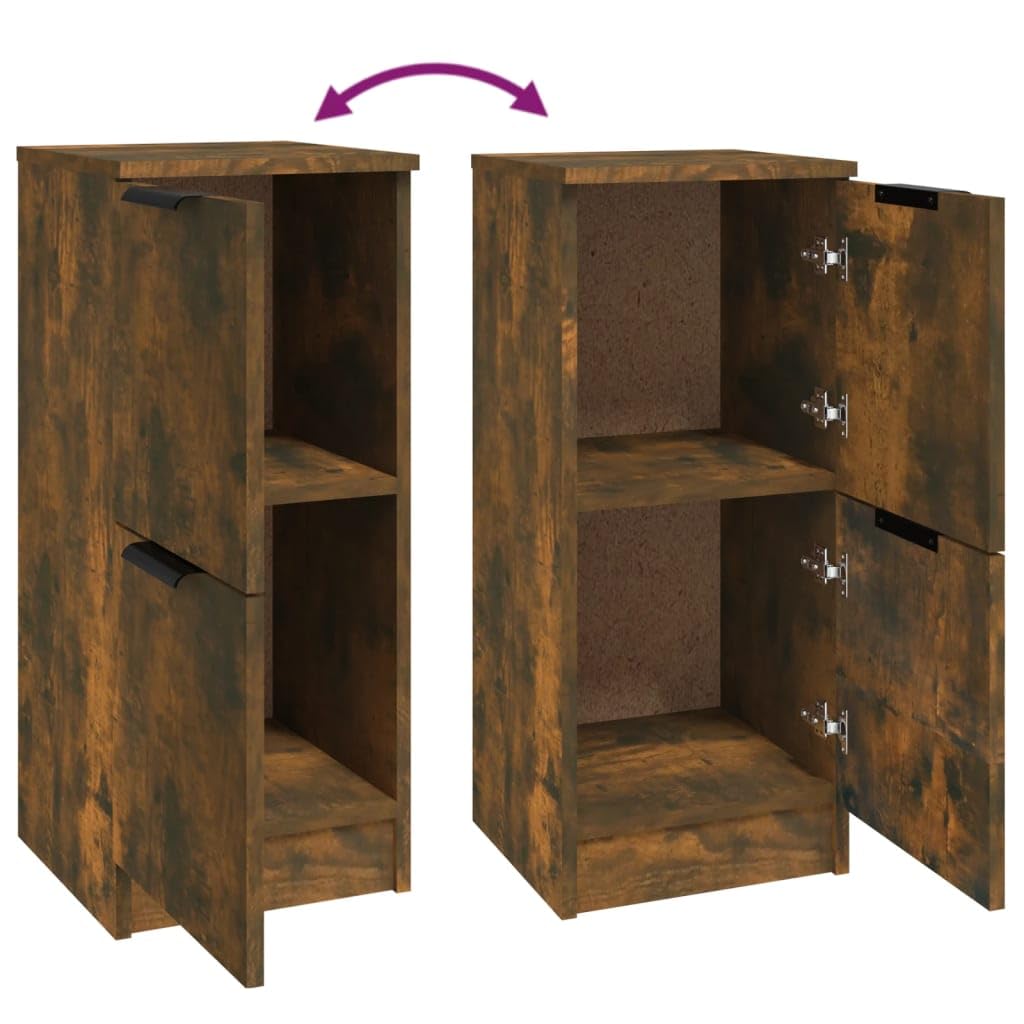vidaXL 2X Buffets Armoires de Rangement Organisateurs de Maison Meubles de Salle de Séjour Salon Chêne Fumé 30x30x70 cm Bois d'Ingénierie