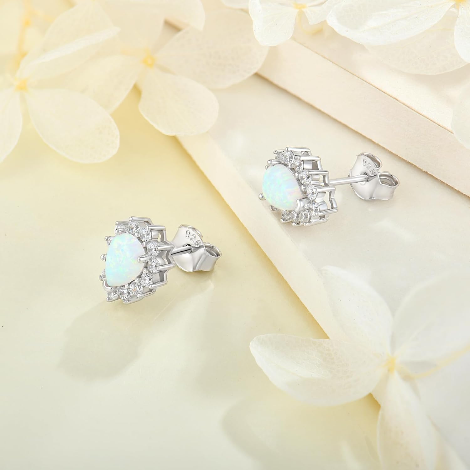 Created Opal Earrings 925 Sterling Silver Stud Earrings 5A Cubic Zirconia Jewelry for Women - Image 4