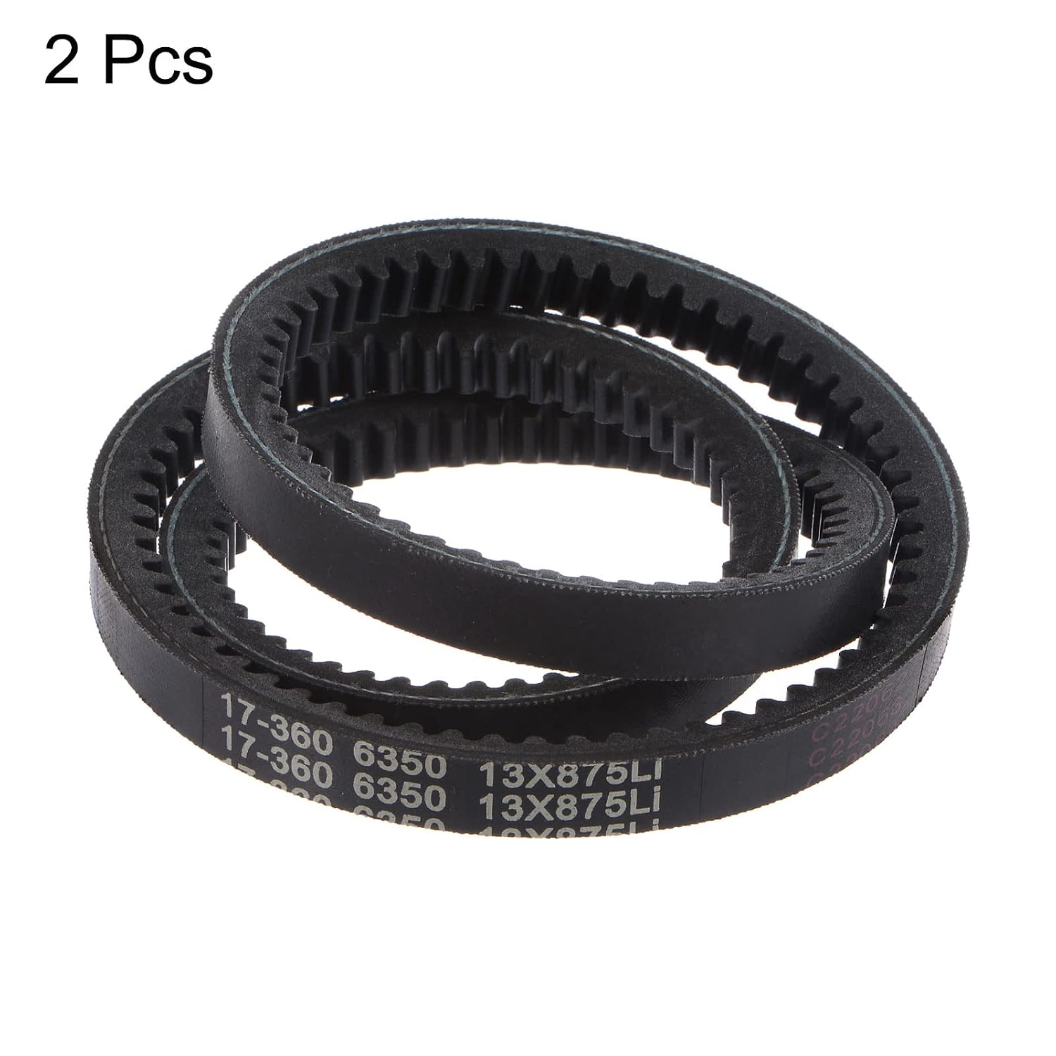 HARFINGTON 2pcs 13x875 Cogged V-Belts AX Section Drive Raw Edge Belt 875mm Inner Girth 13mm Width 8mm Thickness EPDM for Power Transmission