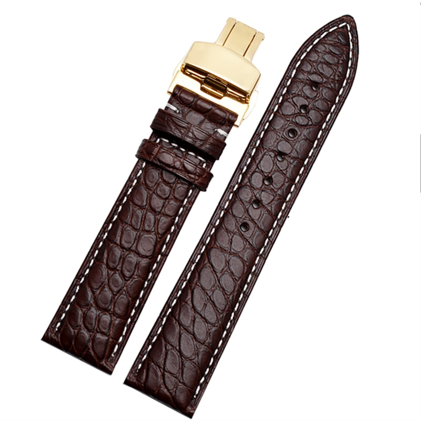 Correa de reloj de piel de cocodrilo para cualquier marca de 12, 13, 14, 15, 16, 17, 18, 19, 20, 21, 22, 23, 24 mm, con cierre plegable, 23mm, Ágata