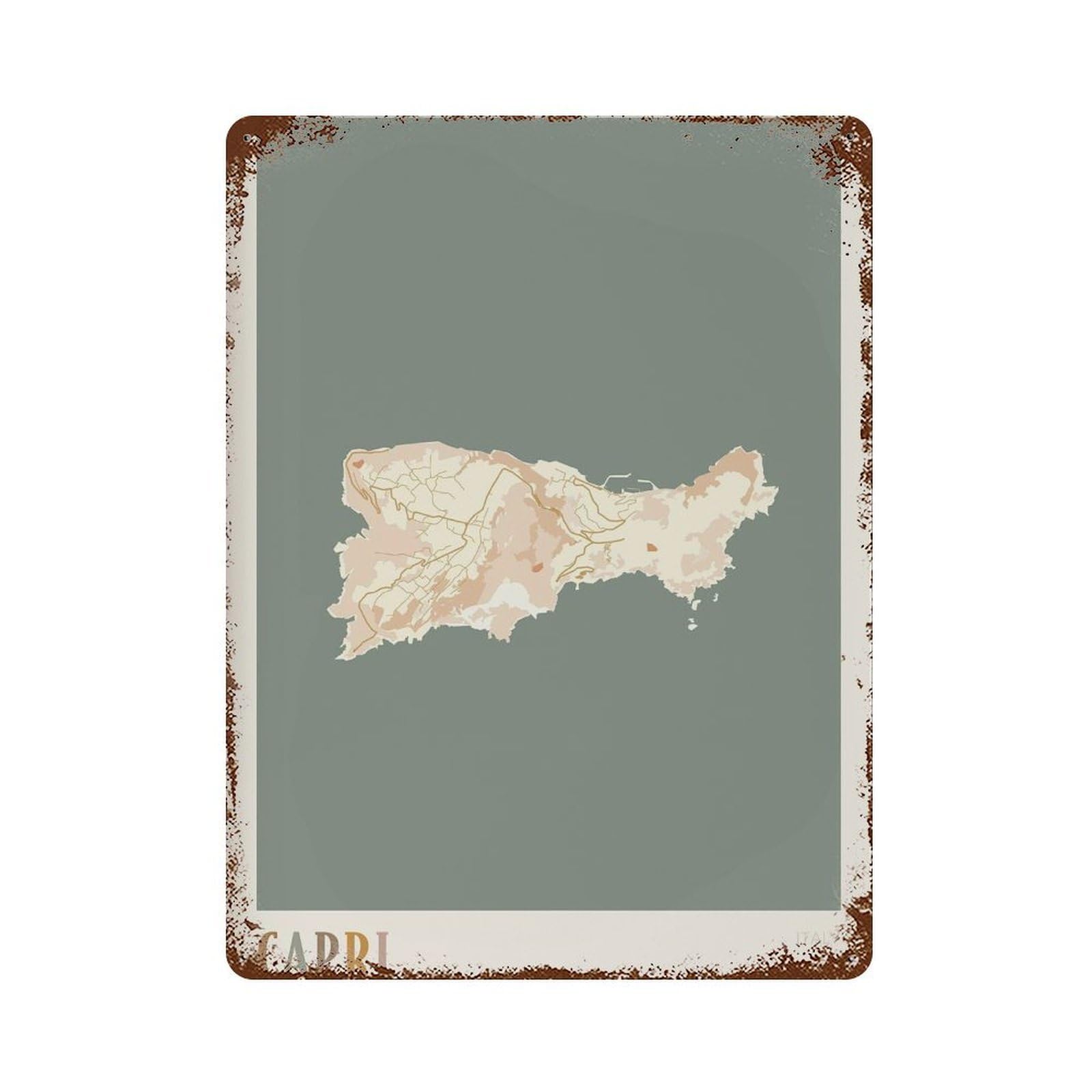 xiaoxiaoshen Capri Map Italy Travel Gift Boho (2) Wall Decor Art Metal Tin Poster Modern Home Decor Art Home Bar Shop Decorations Vintage Sign 40x30cm