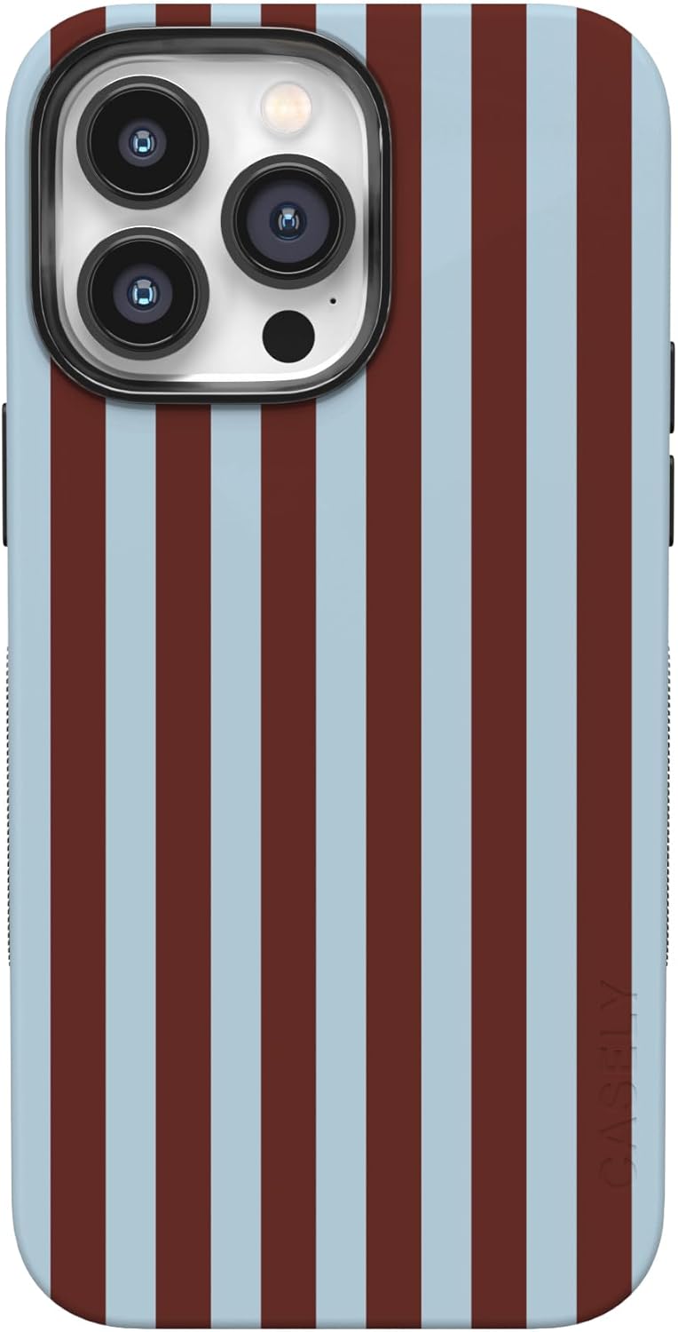 Casely iPhone 14 Pro Case | Sunday in Brooklyn | Blue Stripes | Bold Protective Design | Compatible with MagSafe