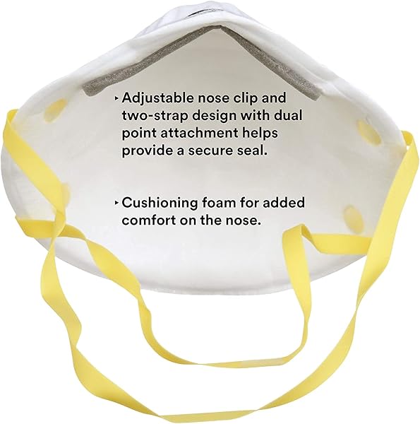 3M 8210 Particulate Respirator, N95, Pack of 20 Disposable Respirator, NIOSH APPROVED, Two-Strap Cup Style Design, Lightweight with Cushioning Nose Foam - 4