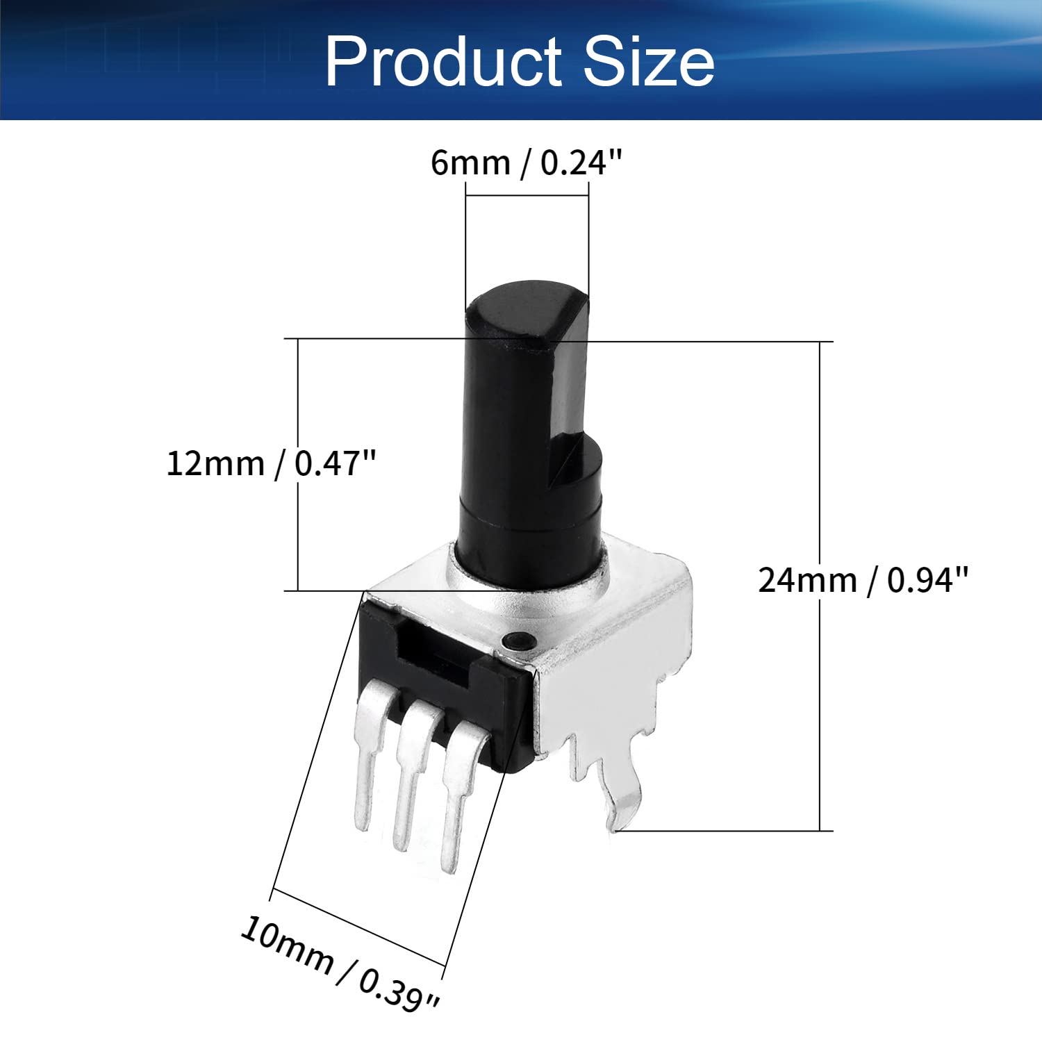 Heyiarbeit 10K Ohm Carbon Film Potentiometer 12mm Long Handle Variable Resistors Single Turn Rotary Potentiometer Half Shaft D-Handle for Volume Control Adjustment 10pcs