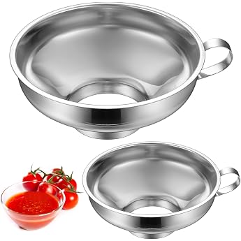 BieMian Set of 2 Stainless Steel Funnels Large / Small for Jam | Stainless Steel, Rustproof, Large/Small For jam &amp; jars. Dura