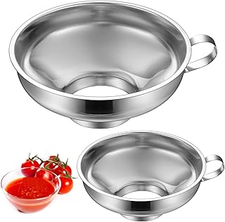 2 Stück Trichter Edelstahl Trichter Set, Marmeladentrichter, Einmachtrichter Edelstahltrichter Kleine und Große Öffnung, Küche Einfülltrichter für Gläser, Metalltrichter für Marmelade Abfüllen
