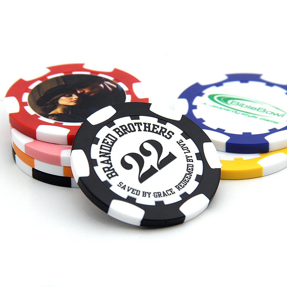 40 mm individuelle Pokerchips mit Ihrem Text, Logo oder Design für Hochzeiten, Jubiläen, Partys, Firmenveranstaltungen und Spendenaktionen, 100 farbige 11,5 g Pokerchips in Casino-Größe (schwarz)
