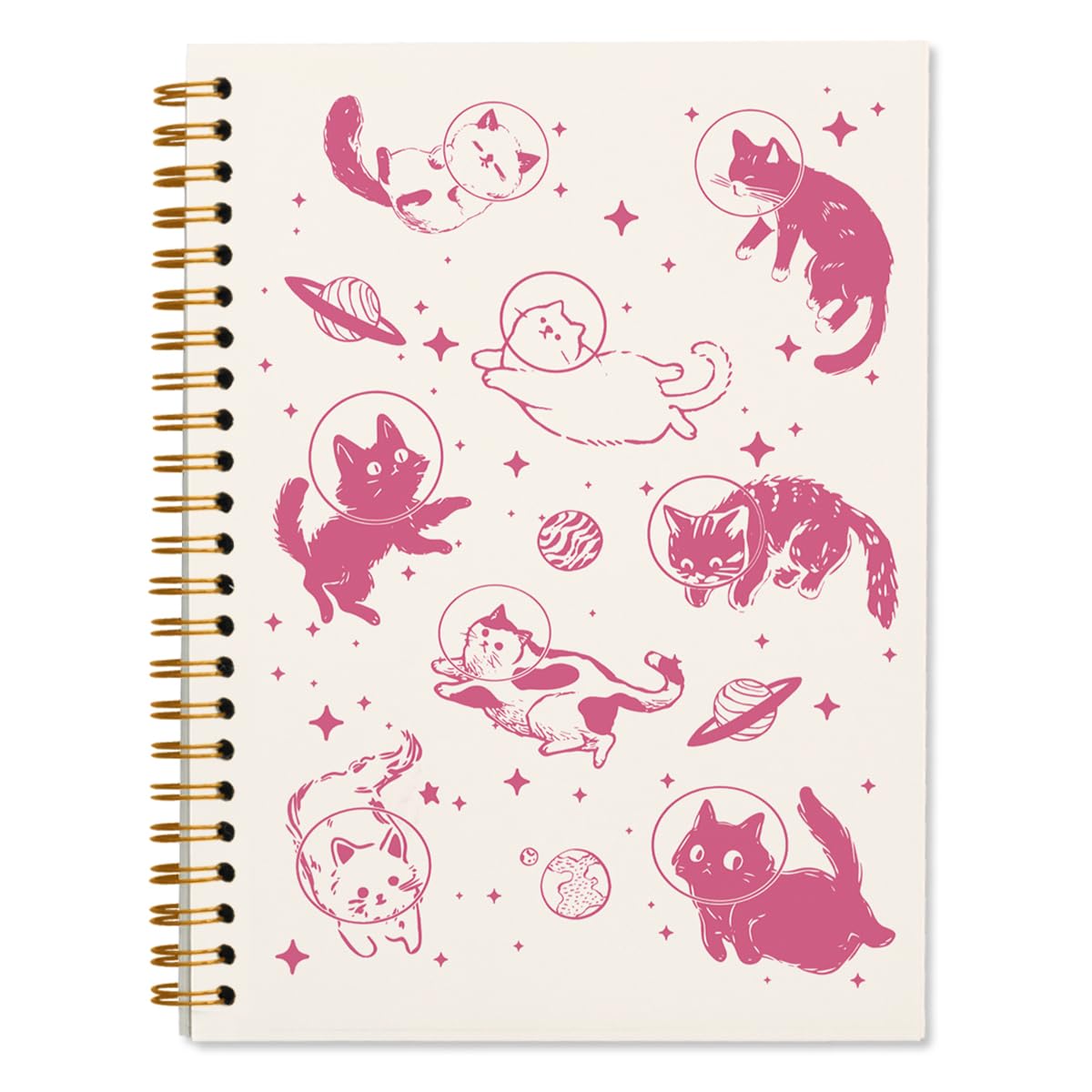 WXHUM Cat Pink Spiral Notebook Journal, Women Cat Lovers Gifts, Aesthetic Journaling Notebook for Work Office School Supplies, Notebook for Note Taking, 5.5x8.3