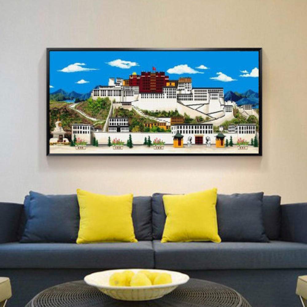 5D Diy Diamant Peinture Point De Croix Chine Potala Palais Bâtiment Résine Percer Autocollant Grande Taille Kit De Broderie De Mosaïque-60 * 120Cm (Round_Diamond)
