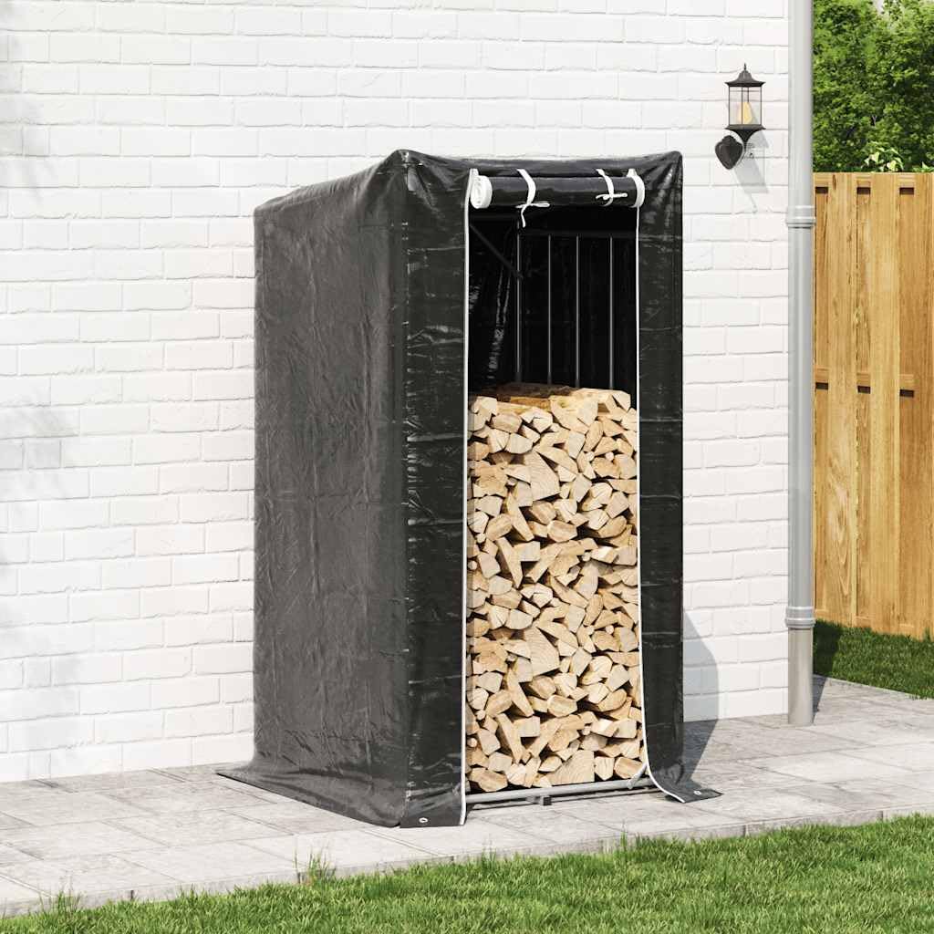 Estantería para leña con protección contra la lluvia, 100 x 100 x 200 cm, de acero galvanizado, para guardar leña para chimenea, para exteriores, funda para lluvia con cremalleras, máx. 180