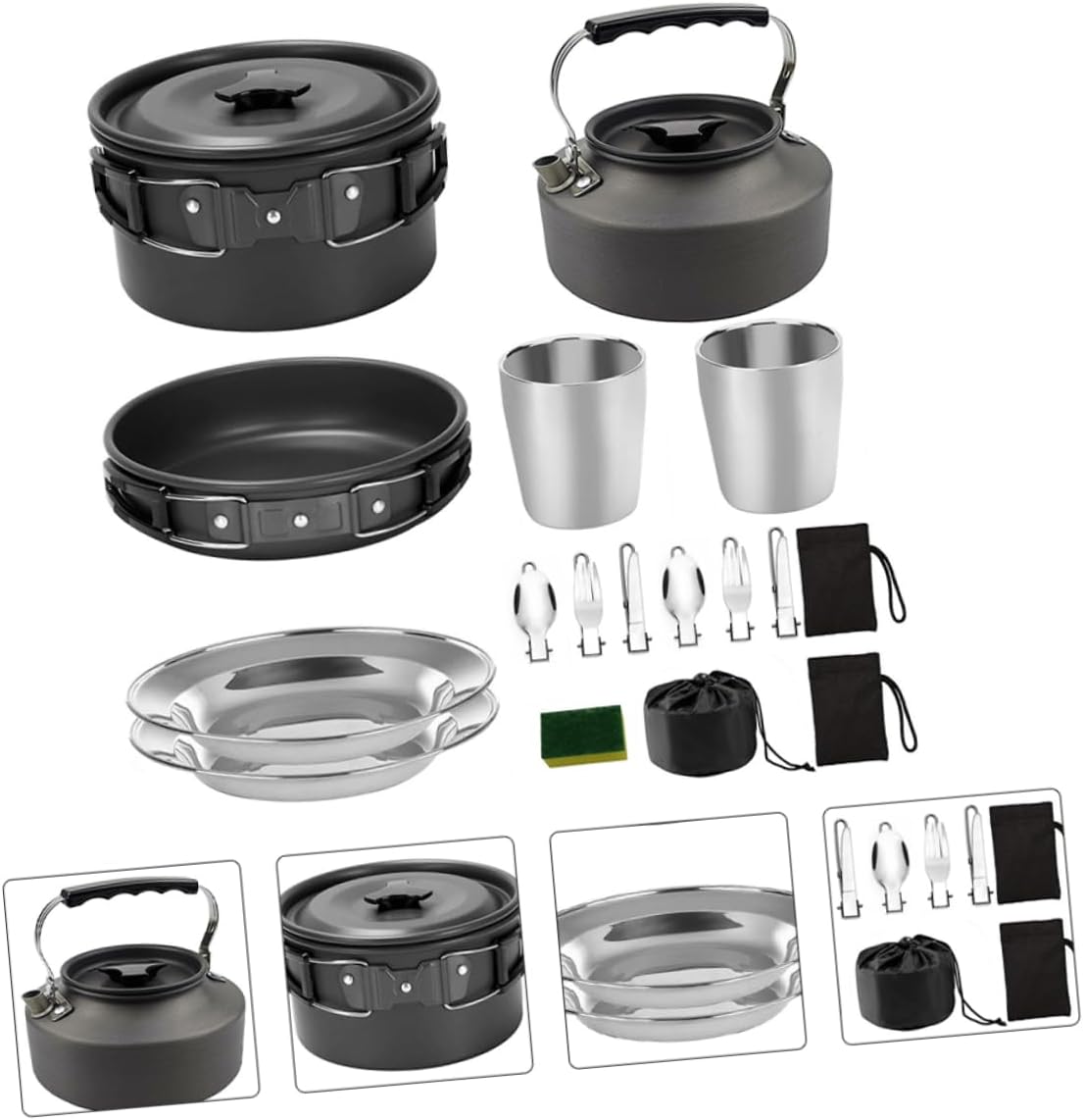 1set Camping Cookware Lightweight Multi-Function Cooking Equipment for Outdoor Cooking Hiking and Picnics Portable and Easy to Store