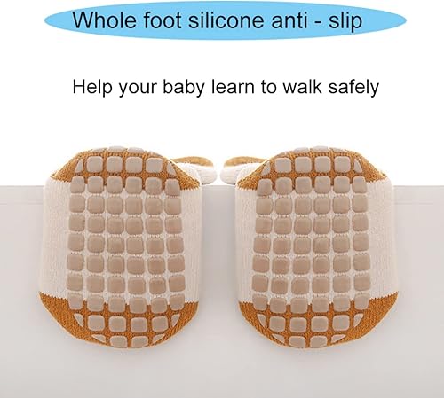 Miniatura 4 de Calcetines de bebé antideslizantes para niños pequeños, calcetines cálidos gruesos antideslizantes para niñas y niños recién nacidos, 5 pares