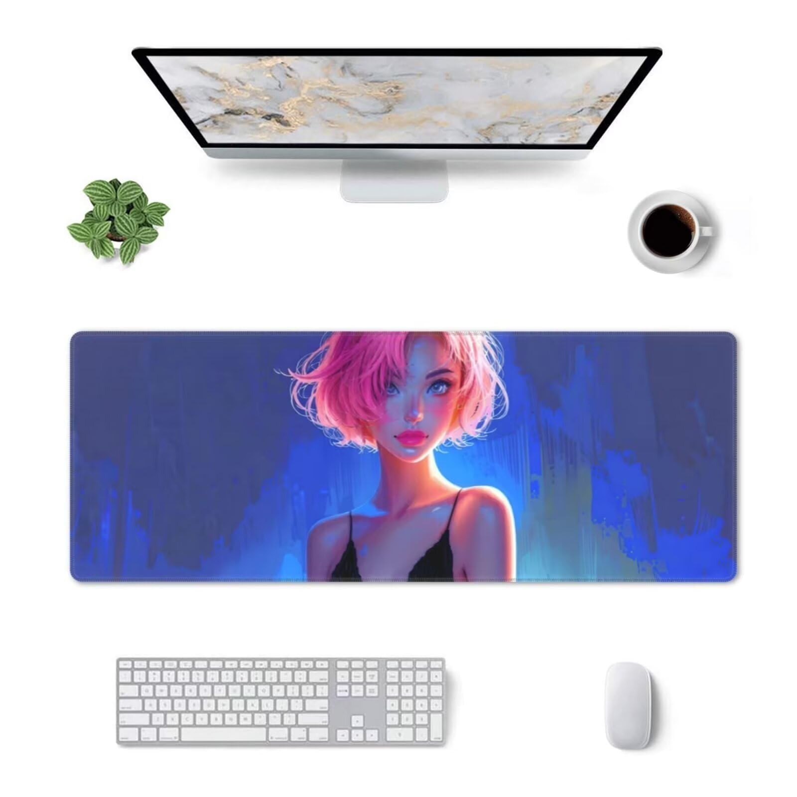 Tappetino Mouse, Tappetino Mouse Gaming Grande XXL 1500x800x3mm Tappetino Scrivania Mouse Pad, Base in Gomma Antiscivolo, Bordi Cuciti,Lavabile, Mousepad per Ufficio e Gaming (Ragazza sexy) R-694