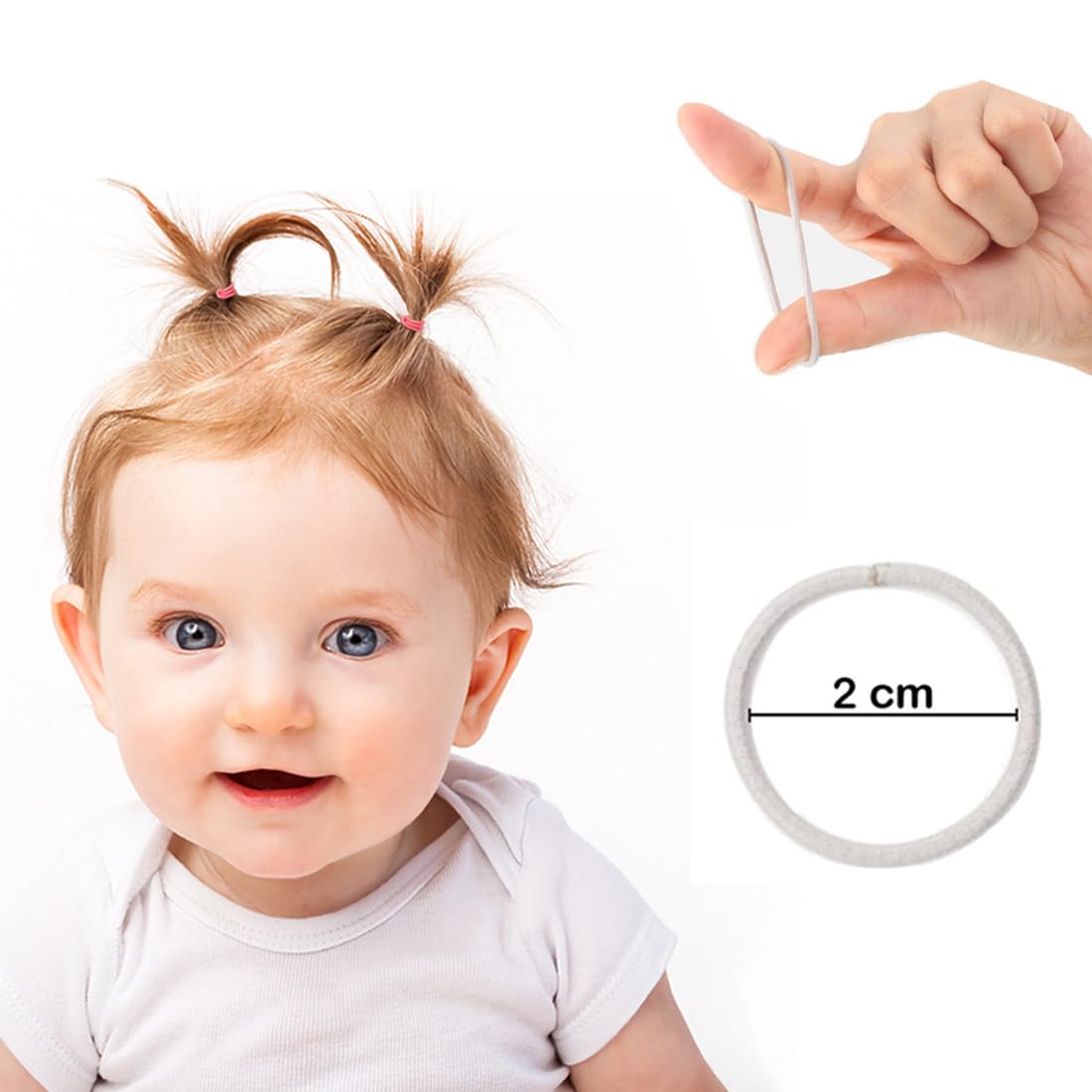 For Thin Hair 300-Pack Baby No-Crease Mini Elastic Bands For