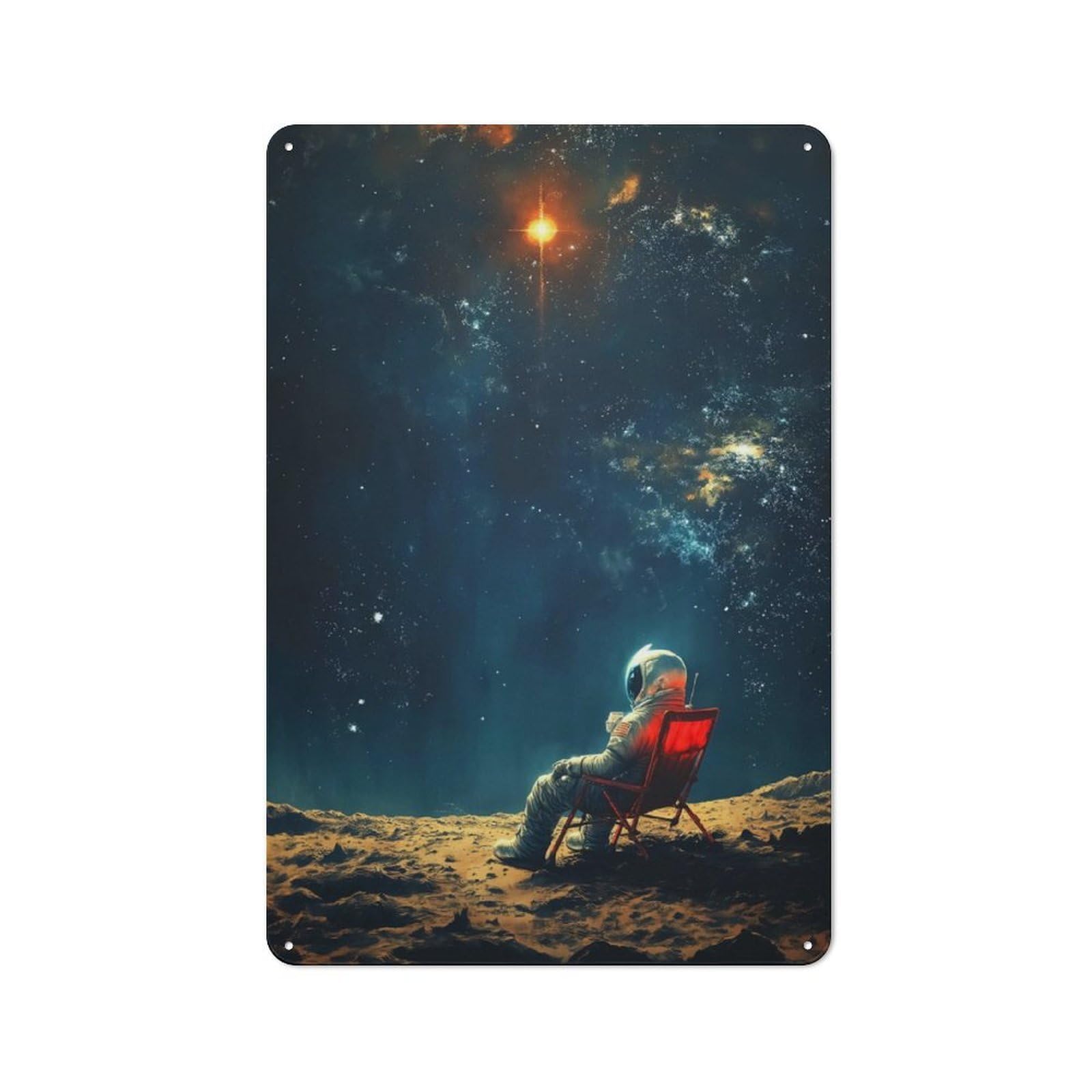 Junmoney Chilling Spaceman Metal Sign 30X20cm With For Garage Wall, Vintage Decor, Tin Sign Wall Decor For Garages And Workshops