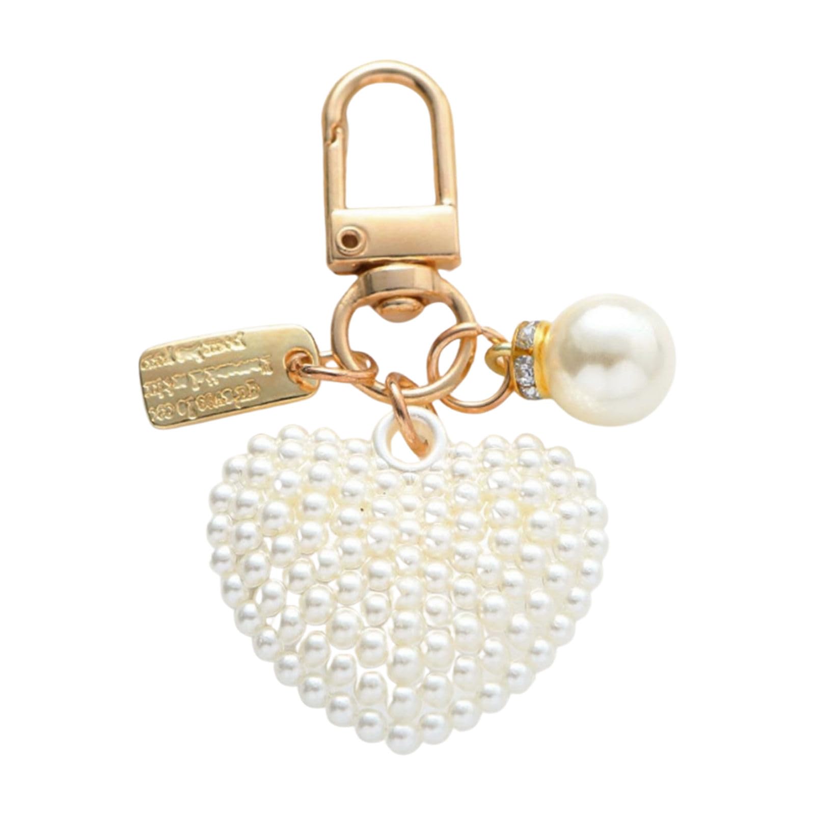 Baodss Trendy Pearls Heart Keychain Accessory Sturdy Heart Keychain With Pearls and Rose Charm For Social Event And Outings