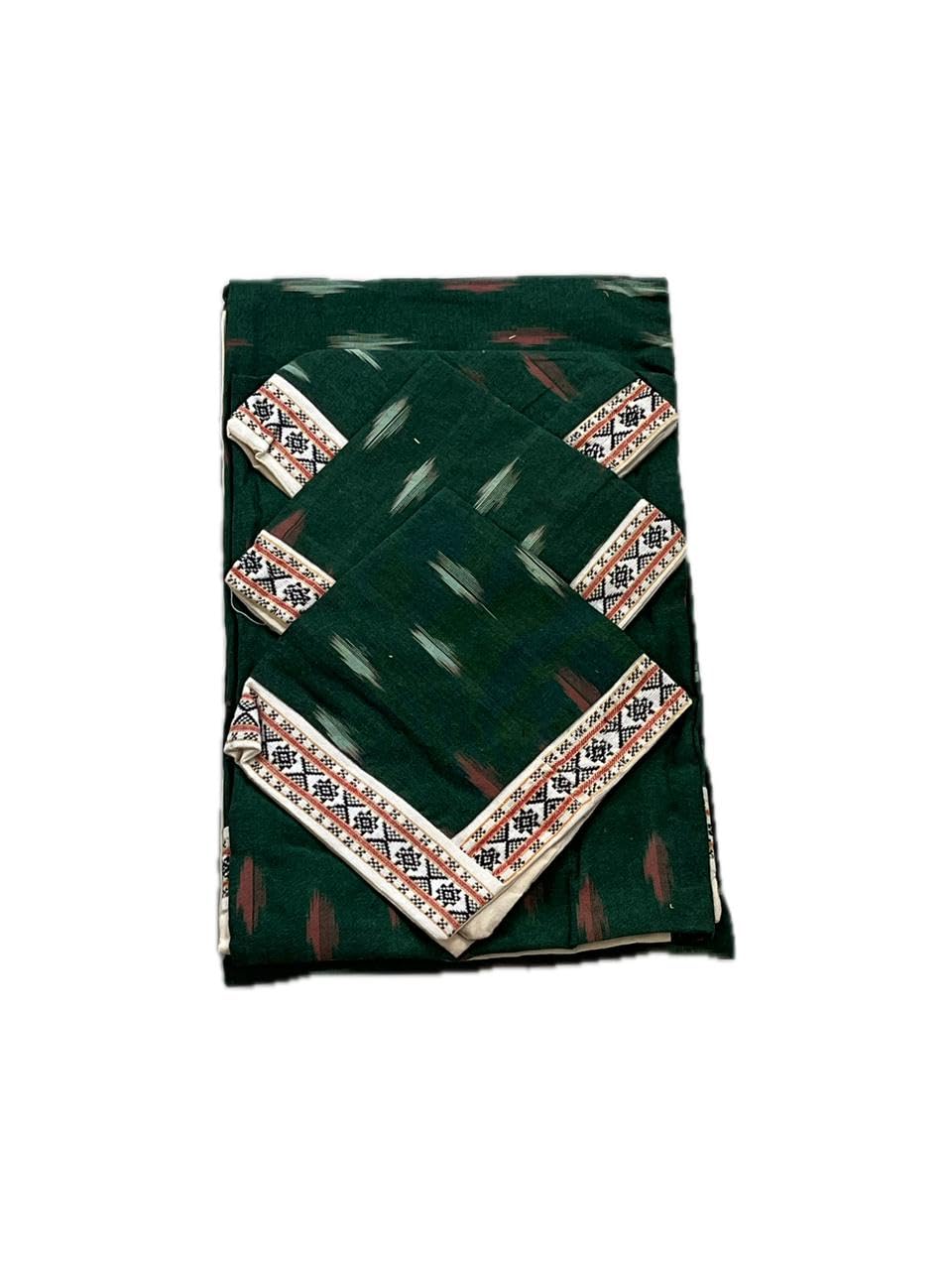 Pochampally ikkat Cotton Diwan Set with 5 Pieces - 1 Single bedsheet with 3 Cushions Covers and 2 Bolster Cover -4-picture-23