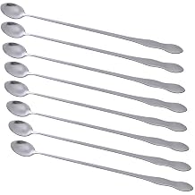 Stainless Steel Teaspoons Long Handle Spoon Set of 8 Dessert Coffee Ice Cream Cold Drink Spoons, 10.2"