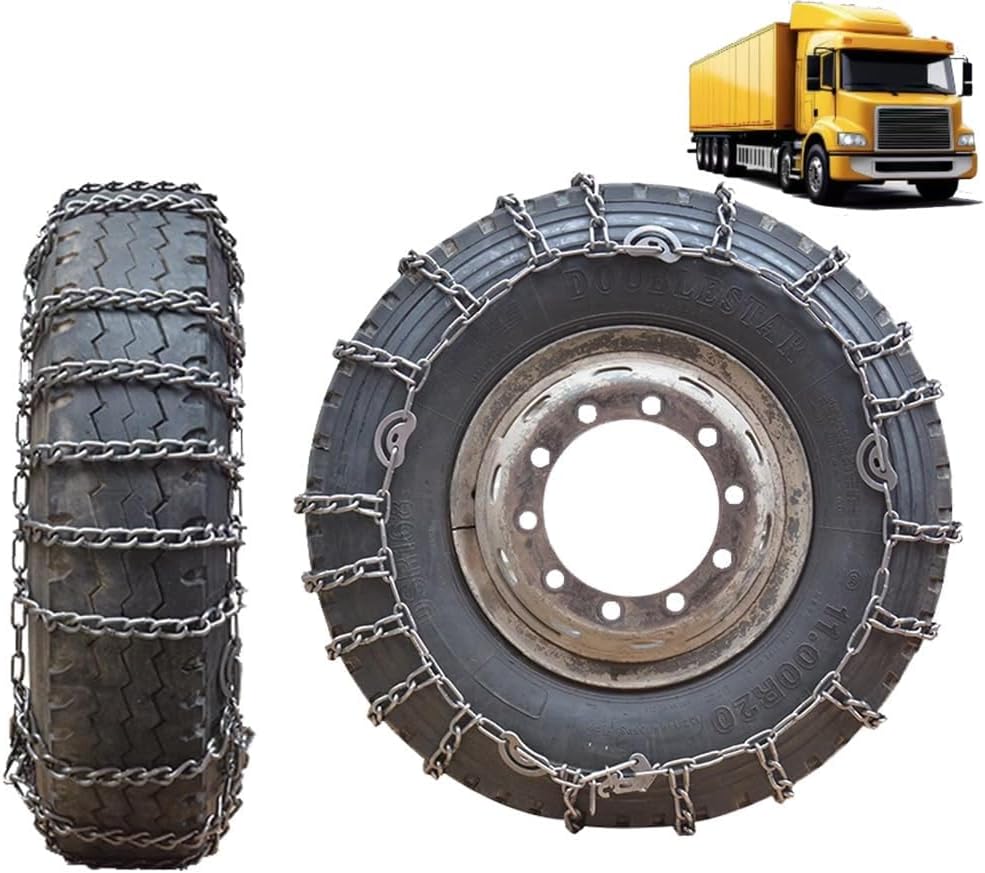 9mm Set of 2 Tire Chains for Suv and Pickup Trucks Slip Snow Traction Chains Durable Manganese Emergency Grip for Snowy Roads 235/75R17.5 2pcs 9R22.5