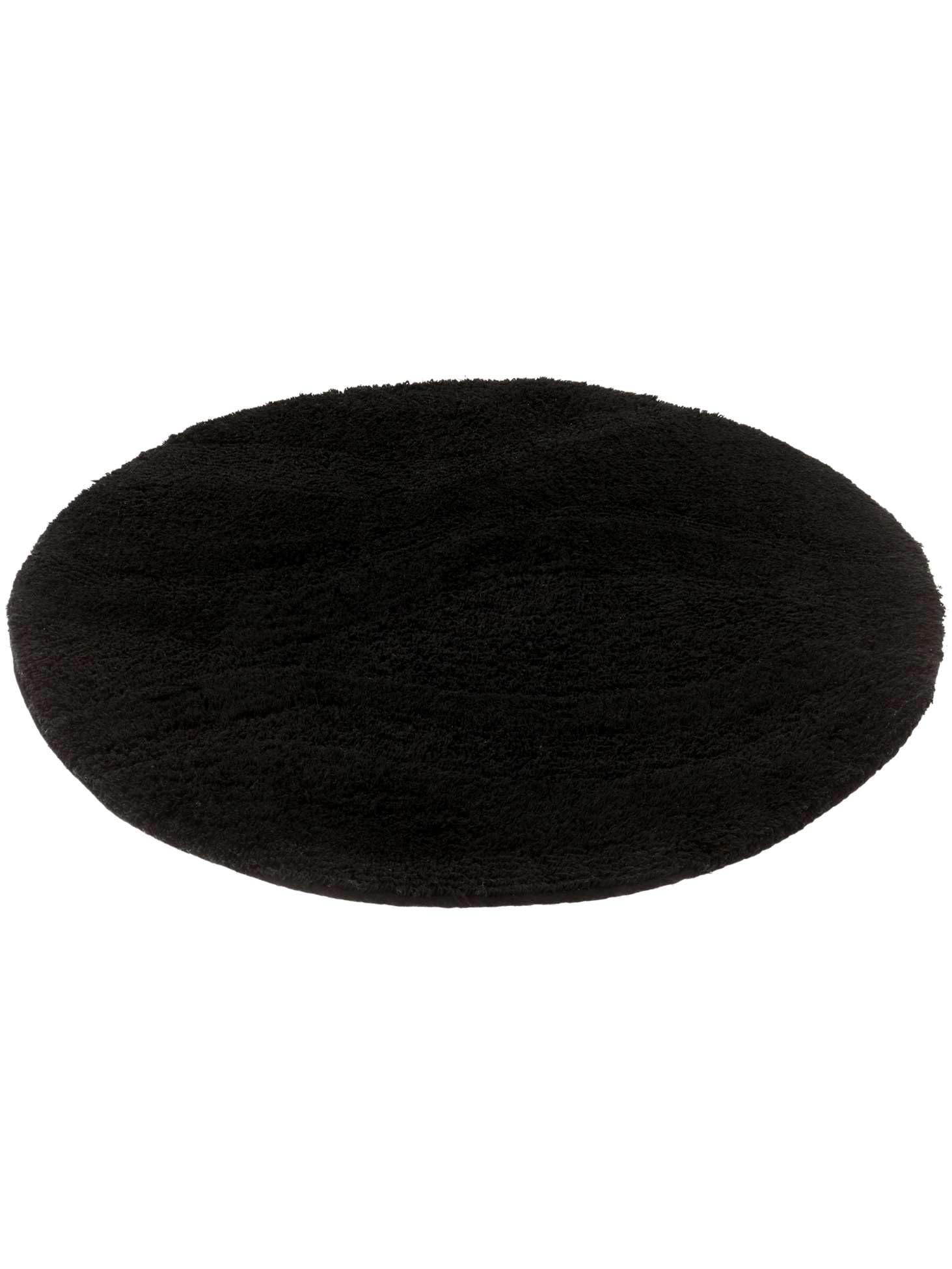 RugVista Breeze, Alfombrilla de baño, Modernas, Ø 70 cm, Redondo, Pelo Corto, Lavado a máquina, Negro