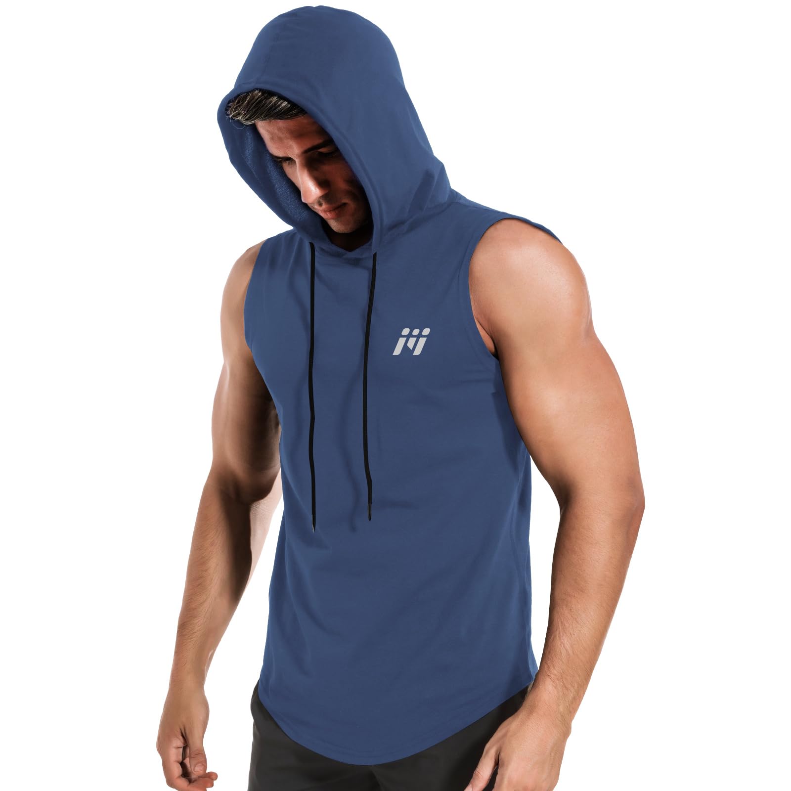 MEETWEE Herren Tank Top, Sportshirt mit Kapuze Ärmelloses/Langarm Muskelshirts Fitness Sleeveless Shirt Atmungsaktiv Laufshirt Achselshirts Hoodie für Gym Running Training