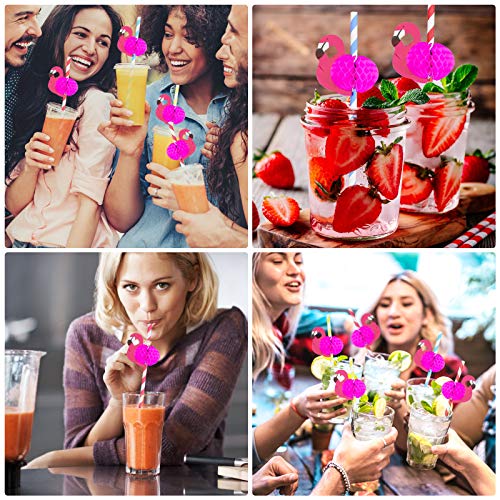 Hysagtek 50 stuks Flamingo papieren rietjes tropische rietjes 3D Cocktail decoratieve rietjes voor Hawaiian Luau Thema… - Image 8