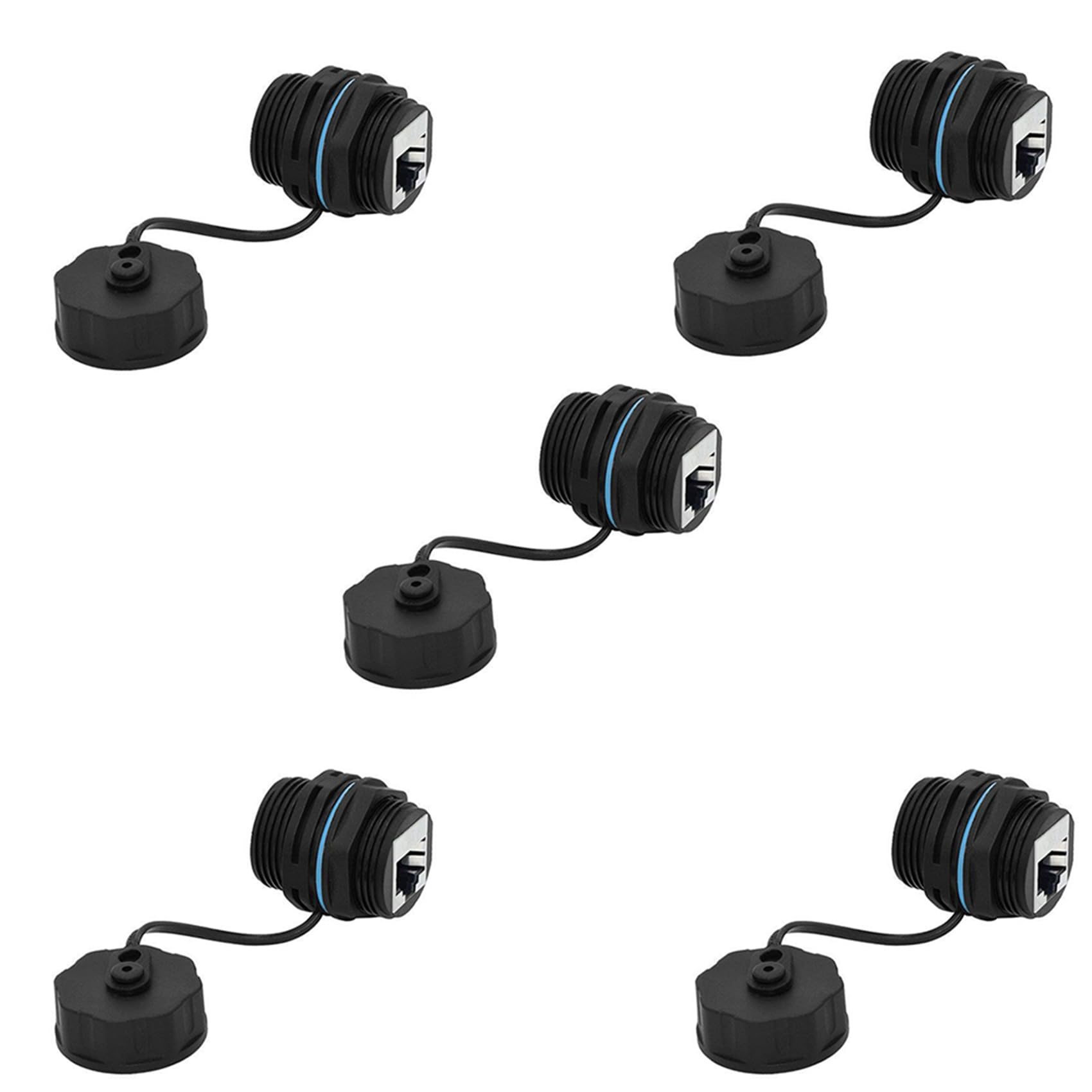 25 Pièces sur Panneau Connecteur Étanche RJ45 Connecteur de Câble Ethernet LAN Adaptateur Double Tête avec Capuchon Anti-Poussière