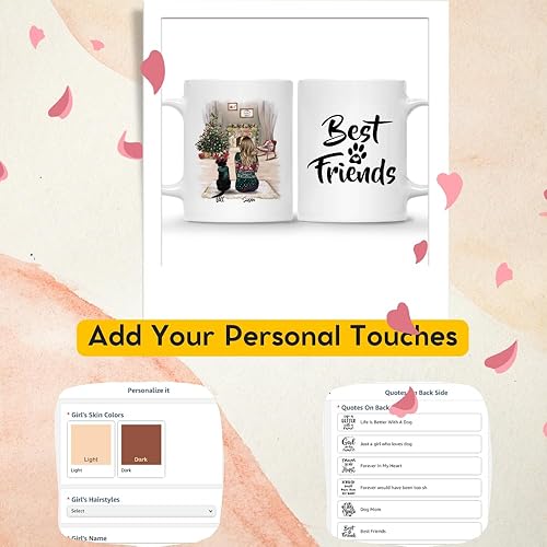 Miniatura 3 de Gossby Taza de café de Navidad personalizada con diseño de perro y mamá, regalo de Navidad personalizado para mujeres con nombre, taza de cerámica