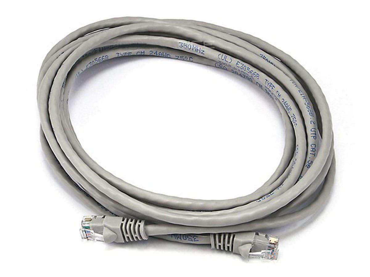 Monoprice 100289 14-Feet 24AWG Cat5e 350MHz UTP Crossover Bare Copper Ethernet Network Cable, Gray (100289)