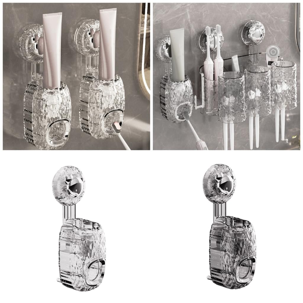 Fogun Automatic Toothpaste Dispenser Wall Mounted Toothpaste Holder Automatic Toothpaste Squeezer for Brathroom Shower Decors