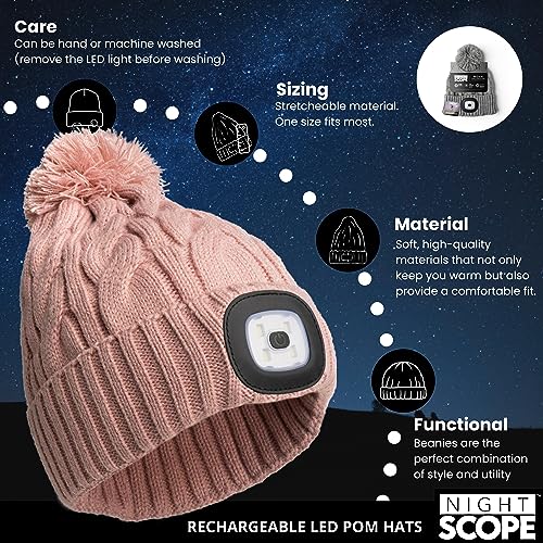 Image of Classic Rechargeable LED Warm Knit Beanie Head Light Hat Headlamp for Outdoor Activities