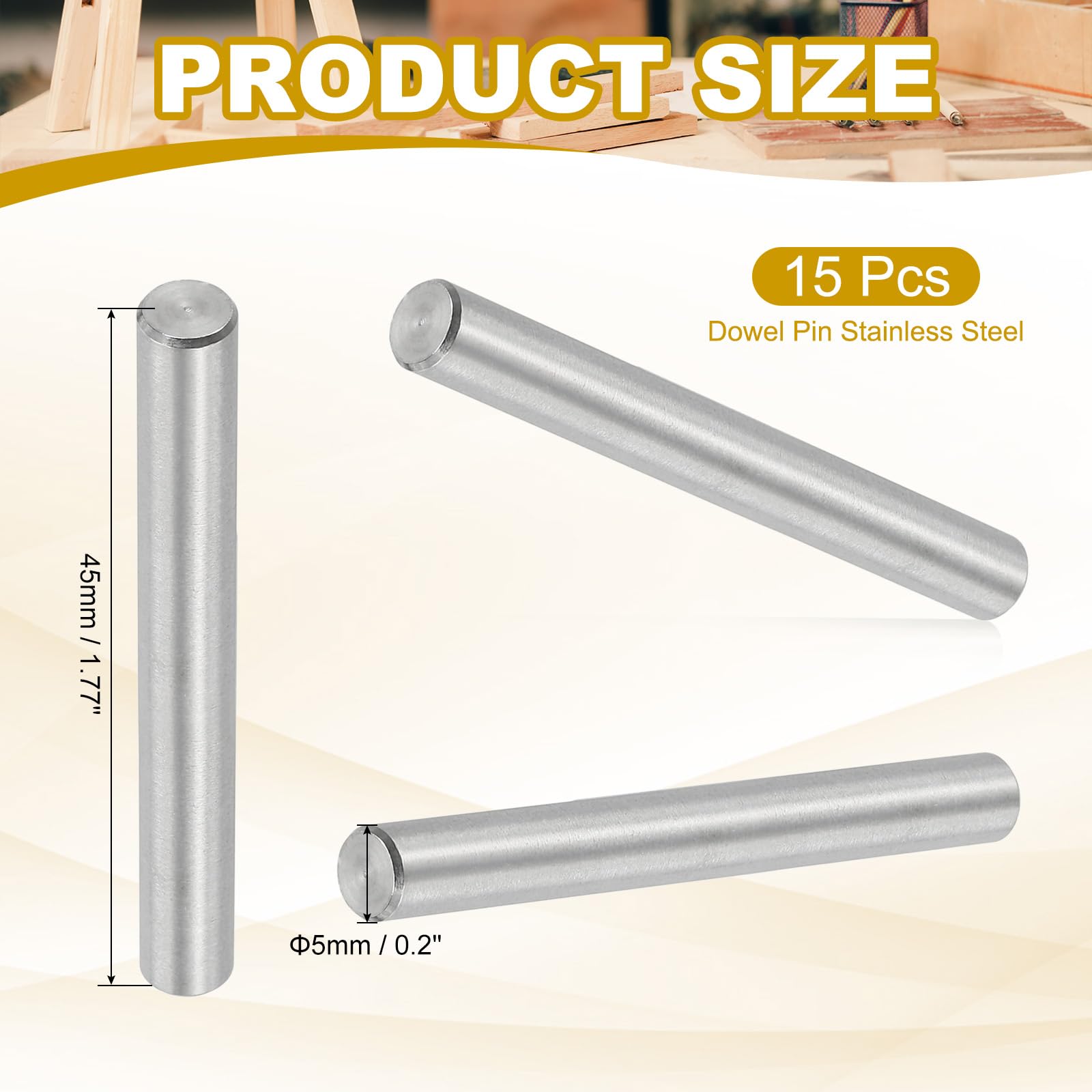 PATIKIL 5mm x 45mm Dowel Pin Stainless Steel - Image 2