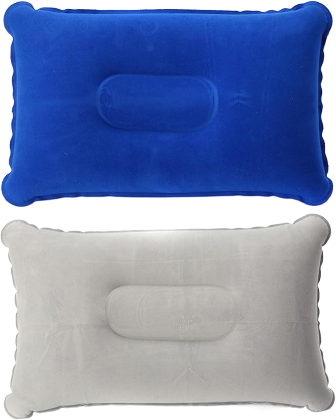 2 PCS Inflatable Pillow, 34 x 22 cm Soft Portable Water Resistant Pillows, Ultralight Compressible Comfortable Flocked Pillow for Office Camping Traveling Outdoor Fishing Hiking Backpacking Beach