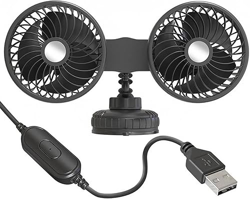 Miniatura 1 de Ventilador de coche de refrigeración USB Ventilador eléctrico ajustable multiángulo giratorio doble cabeza ventiladores de aire que soplan aire frío