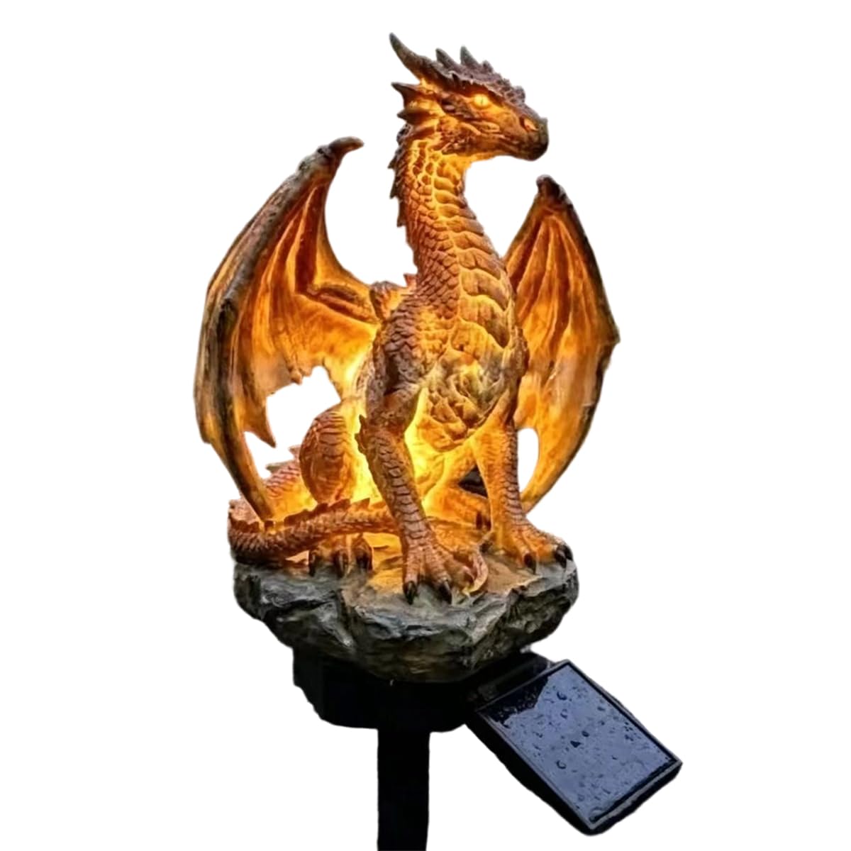 EHOTER Solar Dragon Garden Statue with Solar LED Lights Warm Glow Dragon Figurine Gifts Solar Powered Outdoor Lawn Patio Pathway Decor Yard Ornament (1PCS)