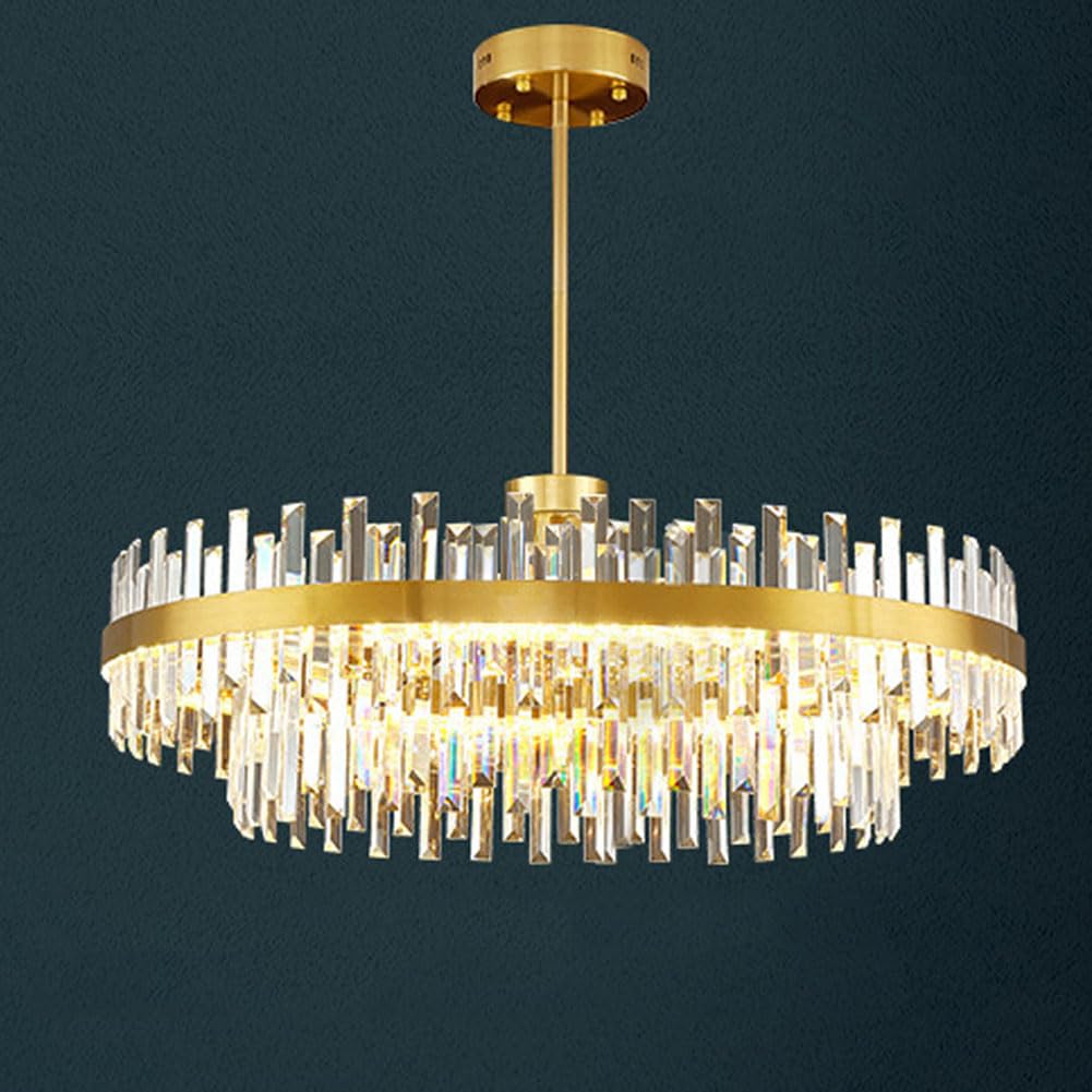 KXEcoLife Scandinavian light luxury crystal chandelier, modern designer lamps and lanterns, simple atmospheric combination for living room dining study bedroom light,100cm