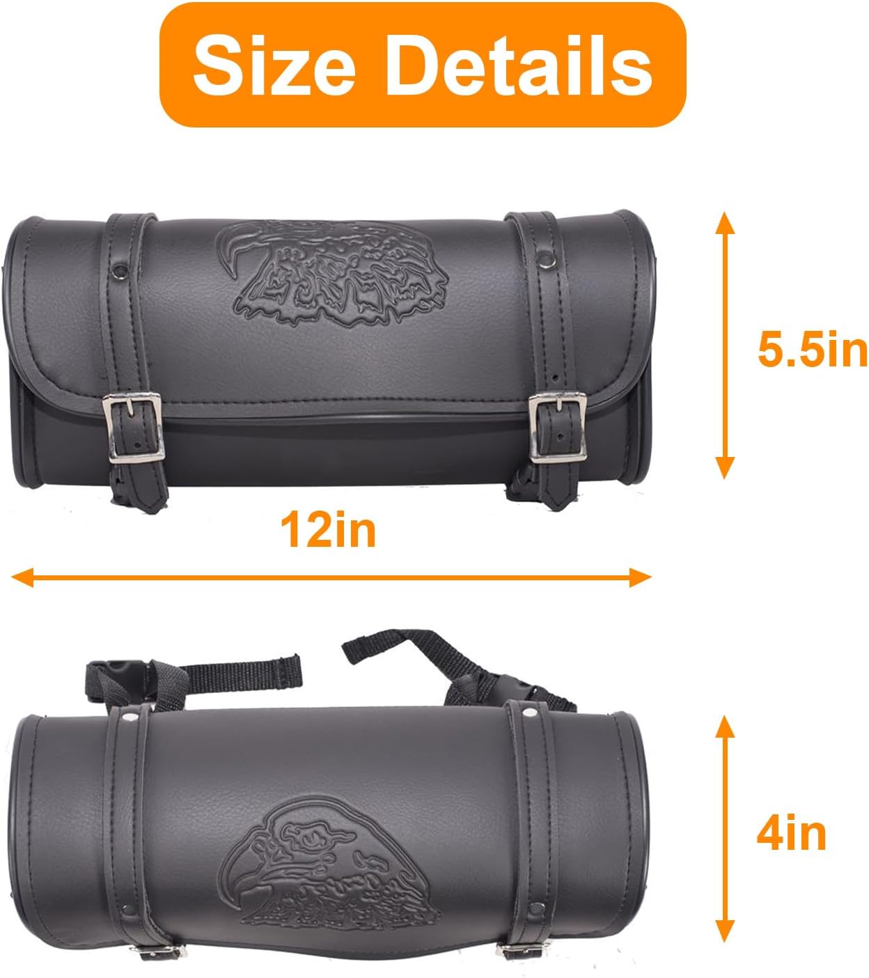GARGOYLE BELLS Motorcycle Tool Bag Leather Motorcycle Handlebar Bag Universal Motorcycle Fork Bag Saddlebags Sissy Bar Storage Tool Bag for Motorcycle