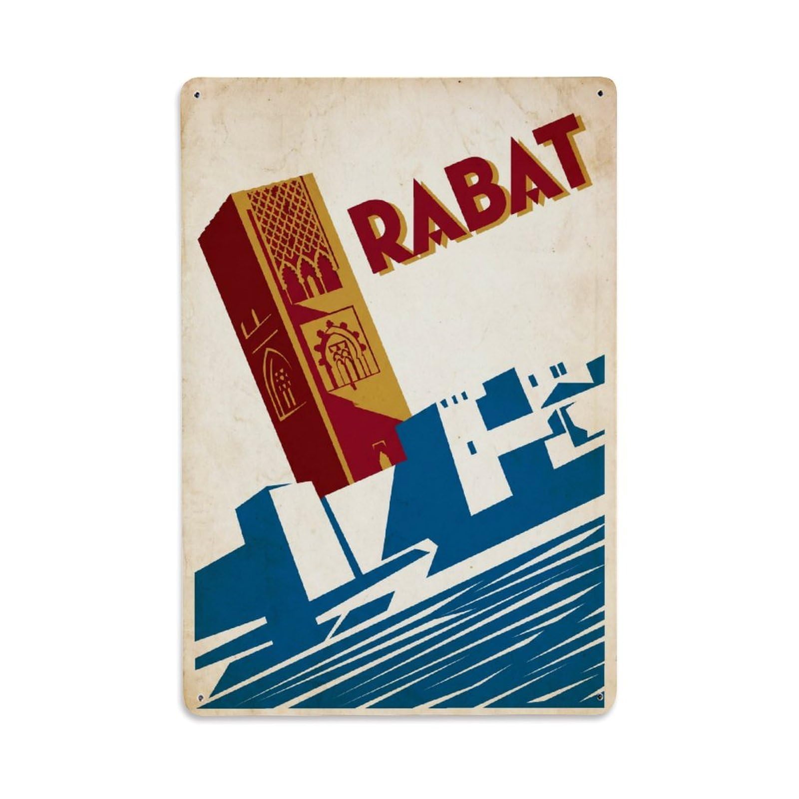 Metal Tin Sign Vintage Travel Morocco Rabat