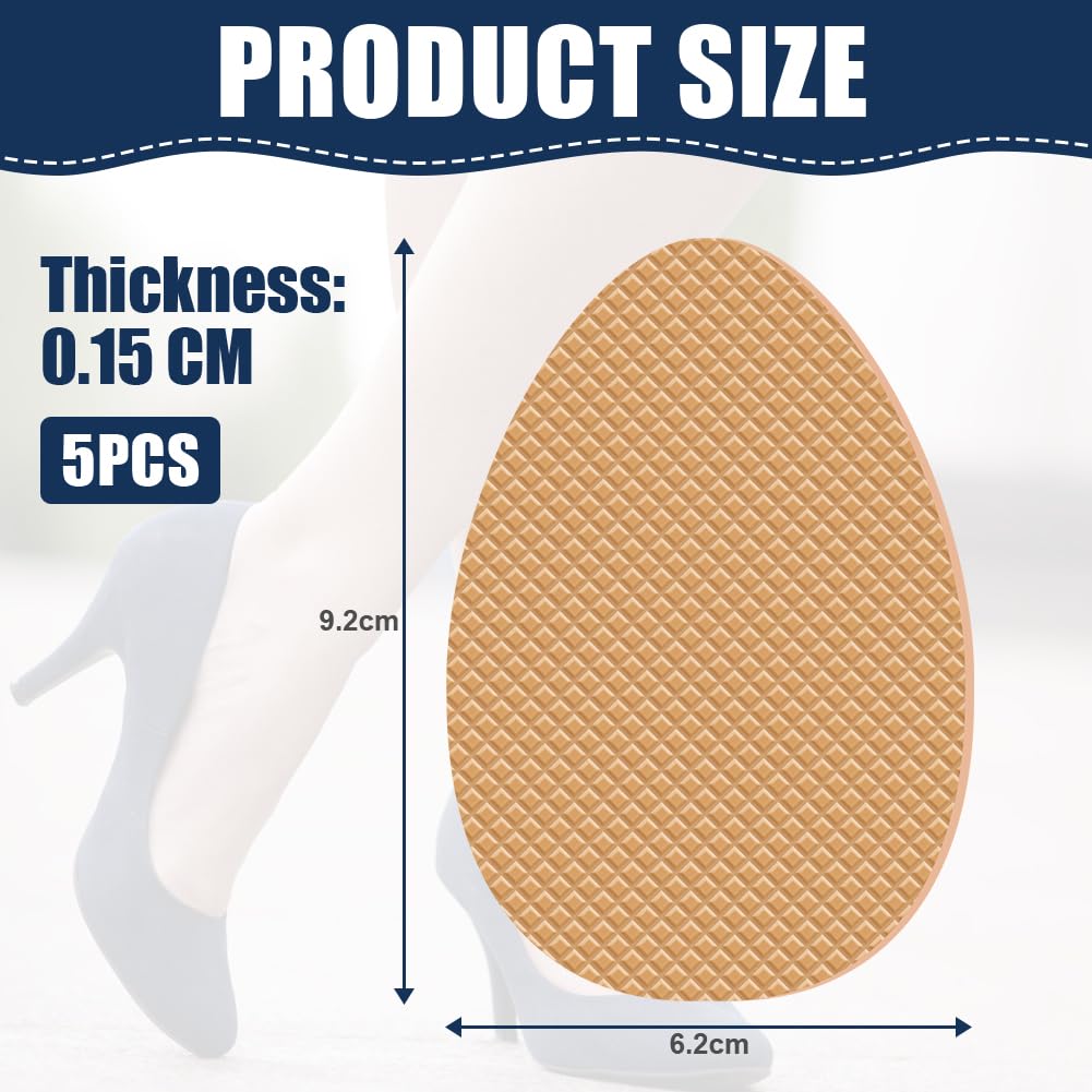 Flintronic 5 protezioni antiscivolo per suola per scarpe, autoadesive, antiscivolo, per riduzione del rumore, suola fai da te per tacchi alti, stivali (cachi)