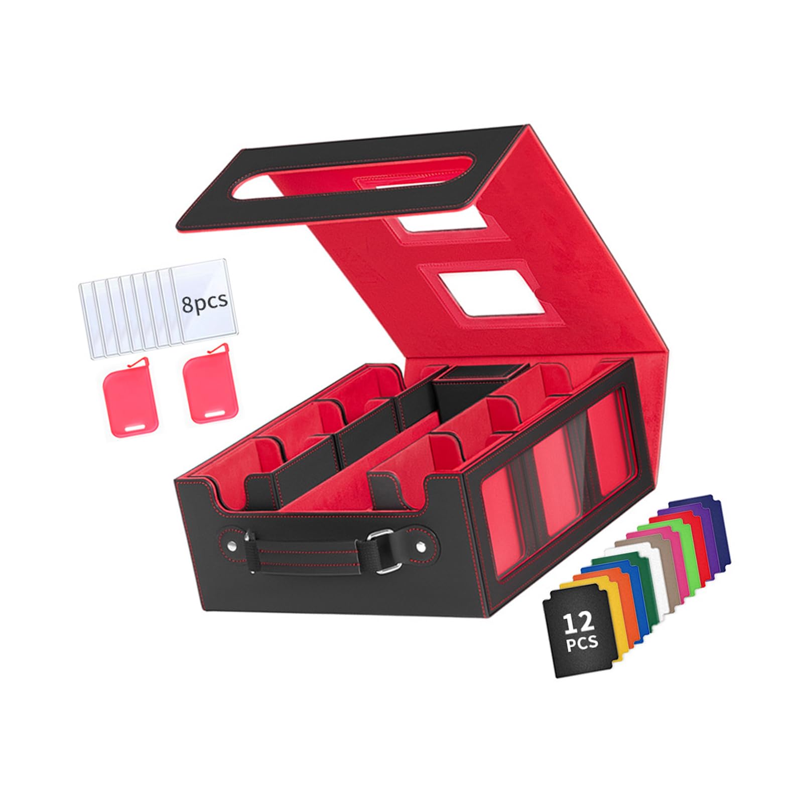 Piceioep Closure Card Deck Boxes Protects 12 Card with Included Dividers and Hard Sleeves Trading Cards Storage Box PU Leather Closure