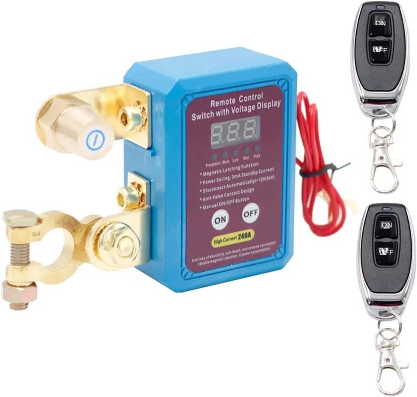 Battery Cut-Off Switch 12V 240A Battery Disconnect Switch Isolator Power Saving Battery Disconnect Cut Off Switch Magnetic Latching Relay(RL-240A-RCM3)