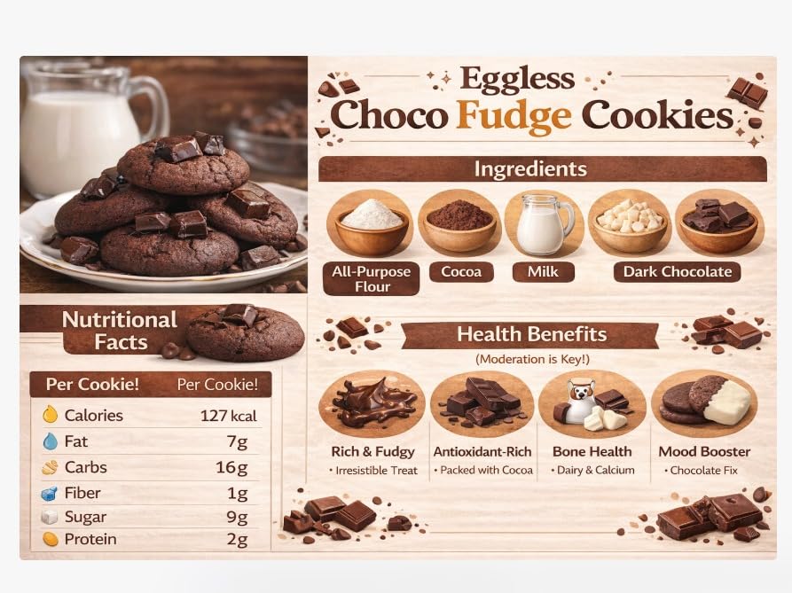 Image of MOM'S BAKERY Chocofudge Cookies- Decadent Double Chocolate Cookies- Rich, Fudgy, | Perfect for Chocolate Lovers | Healthy & High Fiber Biscuits for Anytime Cravings for Breakfast & Tea Time-200 gm
