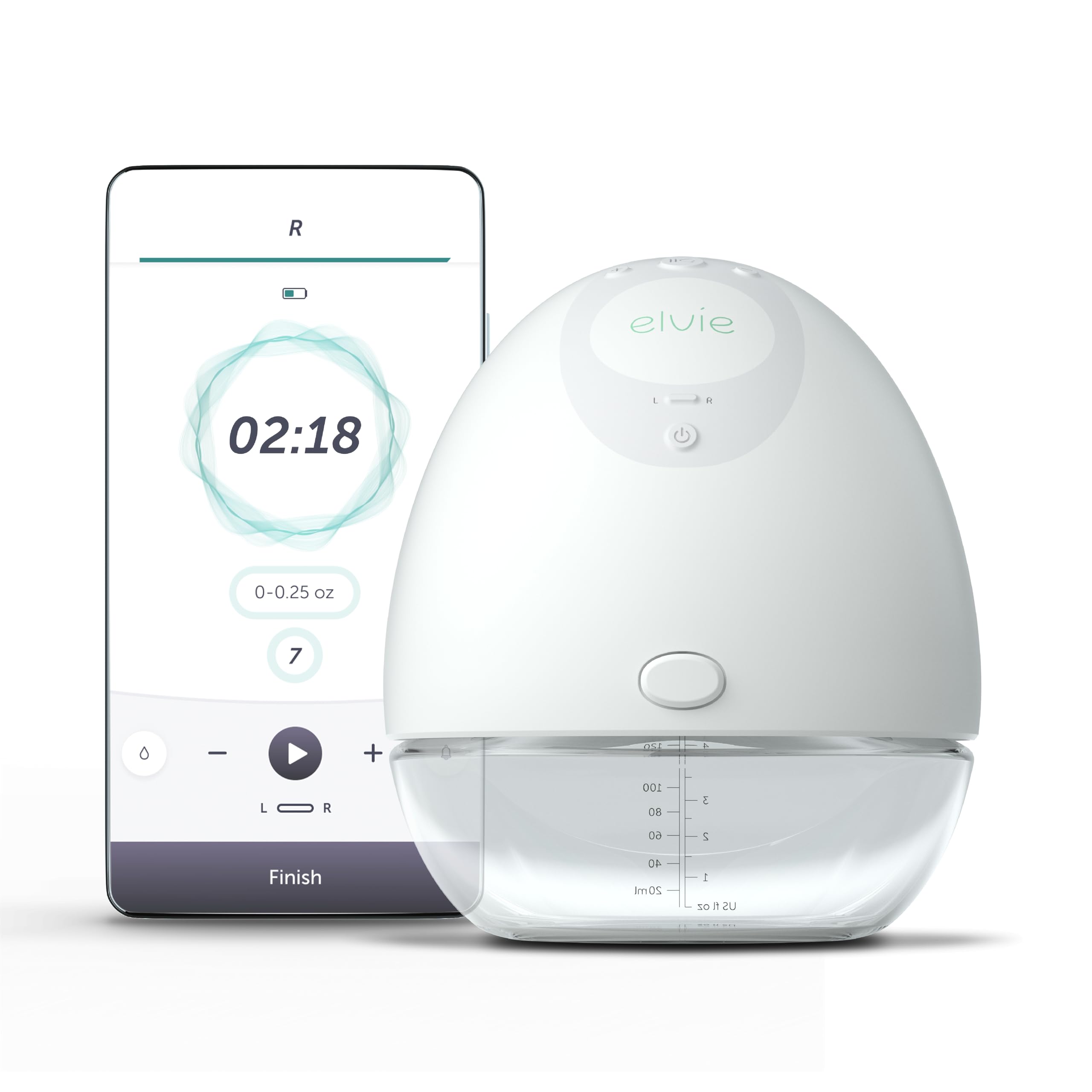 Elvie Breast Pump Single, Electric Breastfeeding Pump (21mm/24mm Nipple Shields - Hands Free, Tubeless, Portable & Wearable
