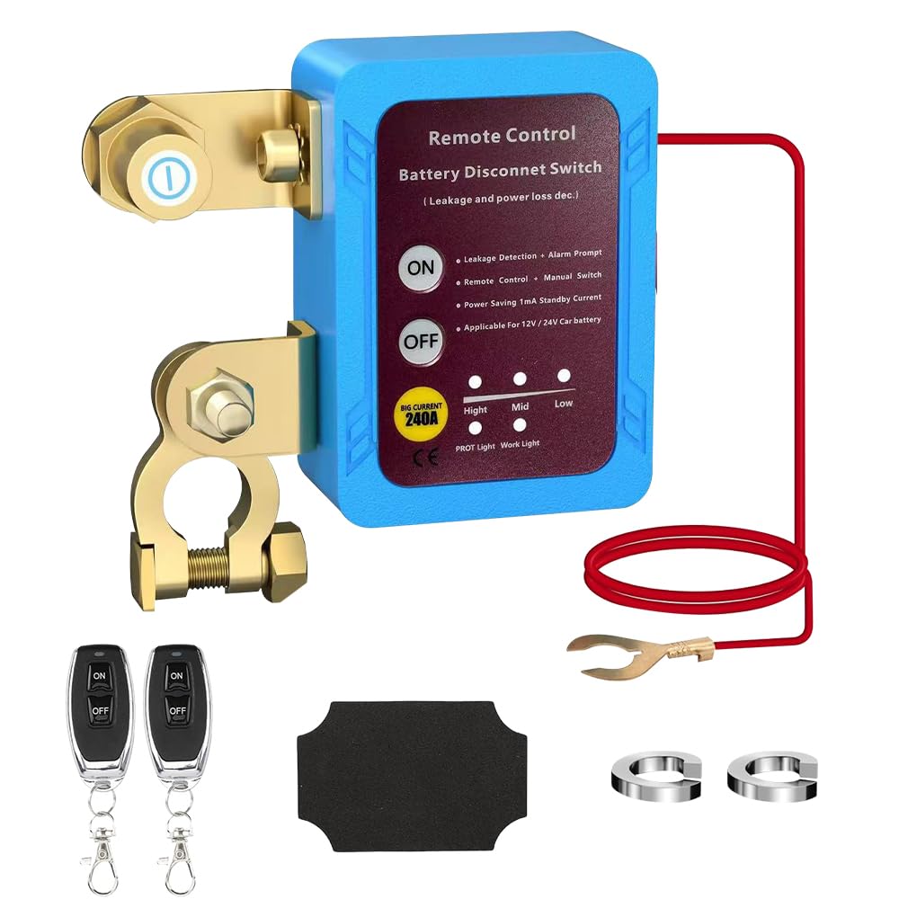 Batterie Trennschalter 12V, Drahtloser Ferngesteuerter Auto Trennschalter 240A, Smart Batterie Kill Switch Anti-Diebstahl,Automatische Abschaltung Schalter Für Auto, RV, ATV, LKW, Boot