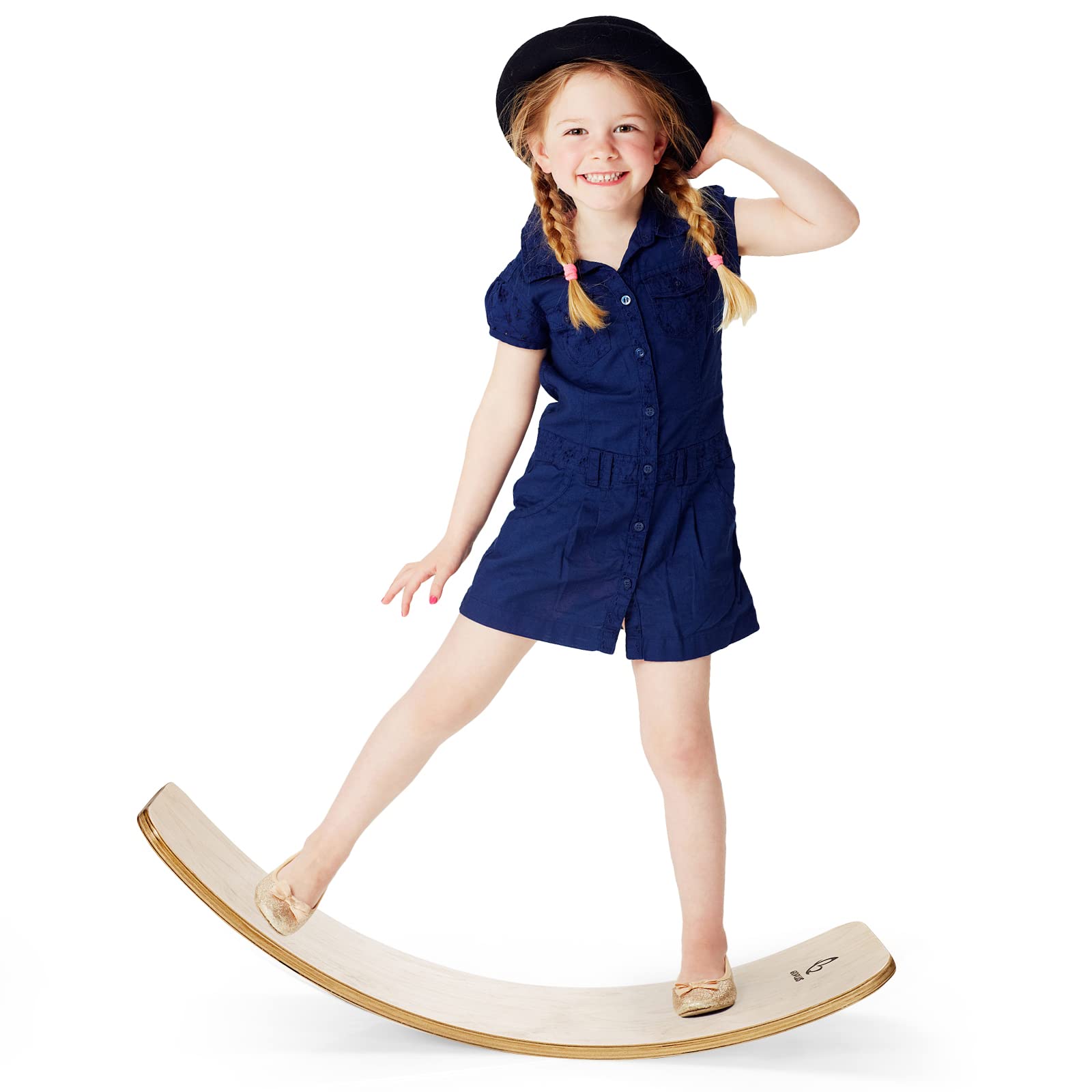 KOMFOTTEU Tavola di bilanciamento in legno, con flitz, curva, per bilancio, Balance Board fino a 220 kg, per bambini e adulti