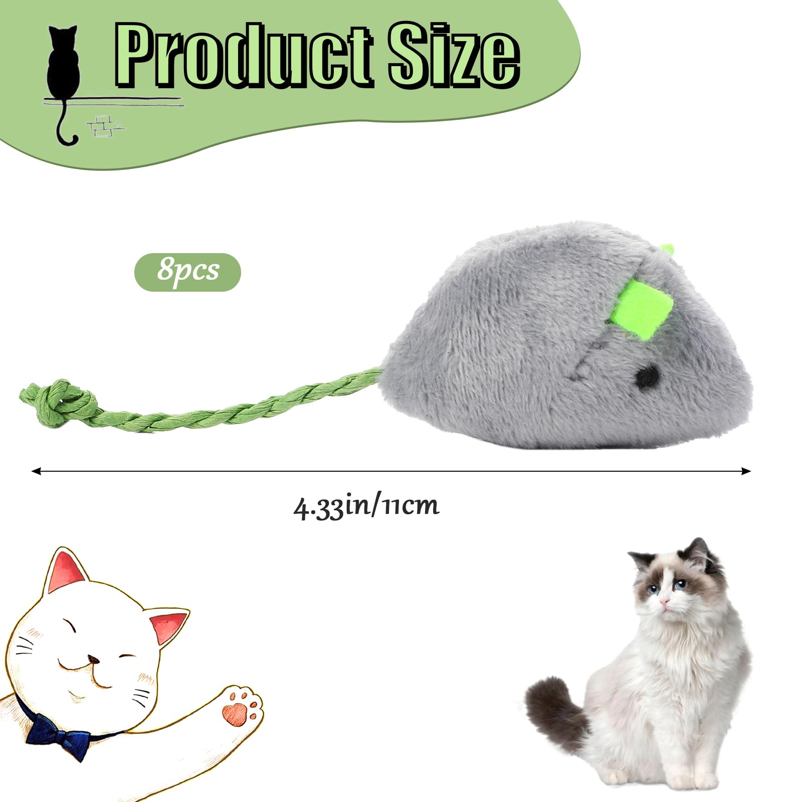 10 Pack Cat Mice Toys Catnip Toy Cats Mouse Plush Cat Toys Mouse Interactive Toy Catnip-Filled Mice Toys Biting Toys for Cats for Indoor Cats Realistic Design 10 Color 2