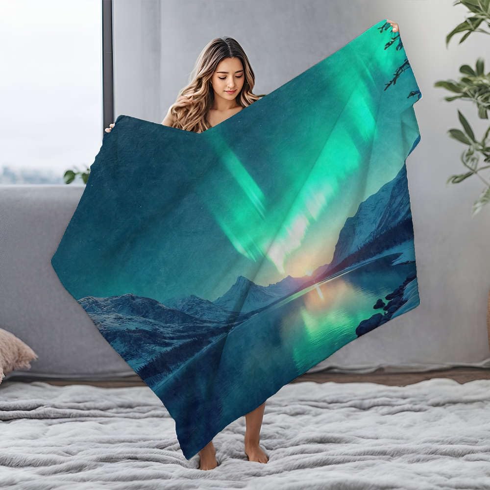 Couverture aurore boréale flanelle chaude plaid lit canapé 150x200cm